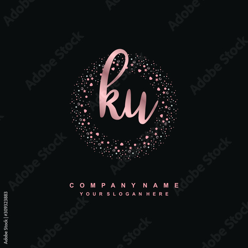 KU Beauty vector initial logo, handwriting logo of initial signature, wedding, fashion, jewerly, boutique, floral and botanical with creative template for any company or business