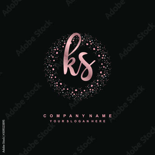 KS Beauty vector initial logo, handwriting logo of initial signature, wedding, fashion, jewerly, boutique, floral and botanical with creative template for any company or business