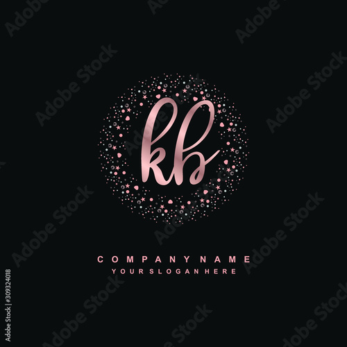 KB Beauty vector initial logo, handwriting logo of initial signature, wedding, fashion, jewerly, boutique, floral and botanical with creative template for any company or business
