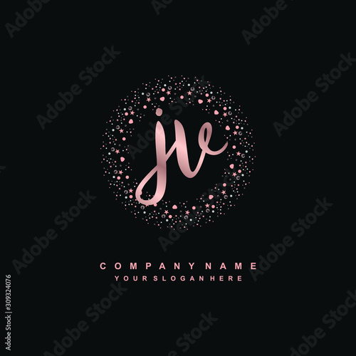 JV Beauty vector initial logo, handwriting logo of initial signature, wedding, fashion, jewerly, boutique, floral and botanical with creative template for any company or business