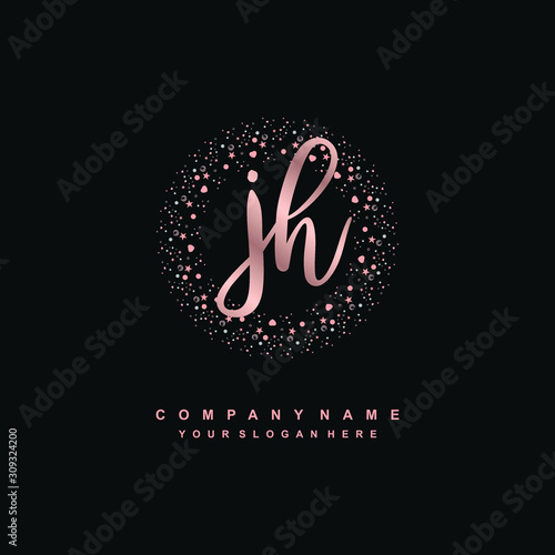 JH Beauty vector initial logo, handwriting logo of initial signature, wedding, fashion, jewerly, boutique, floral and botanical with creative template for any company or business