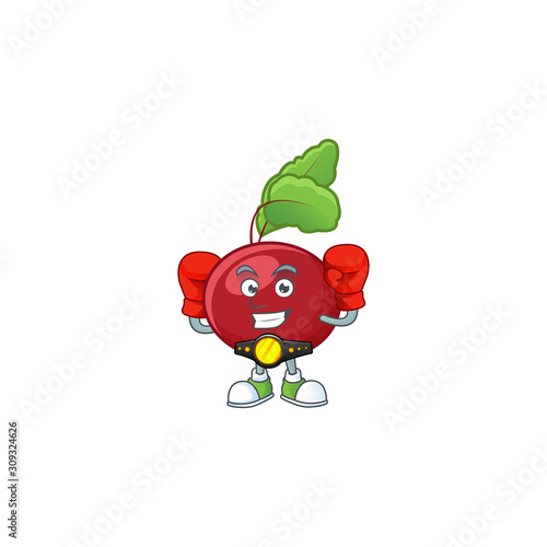 Funny Face Boxing red beet greens cartoon character design