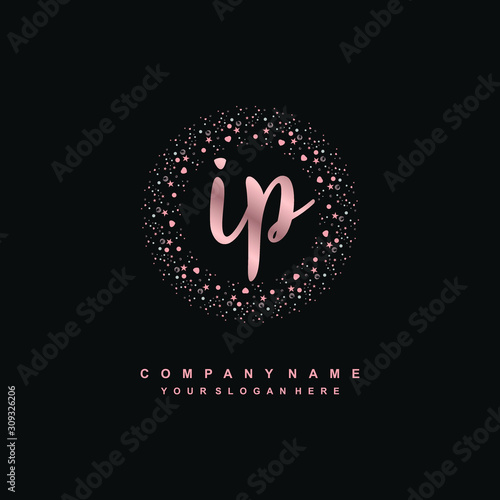 IP Beauty vector initial logo, handwriting logo of initial signature, wedding, fashion, jewerly, boutique, floral and botanical with creative template for any company or business