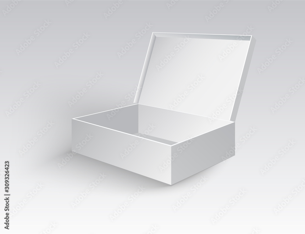 Open White Cardboard Carton Gift Box With Lid. Illustration Isolated on a transparent background. Vector EPS10 Open White Cardboard Carton Gift Box With Lid. Illustration Isolated on a transparent background. Vector EPS10