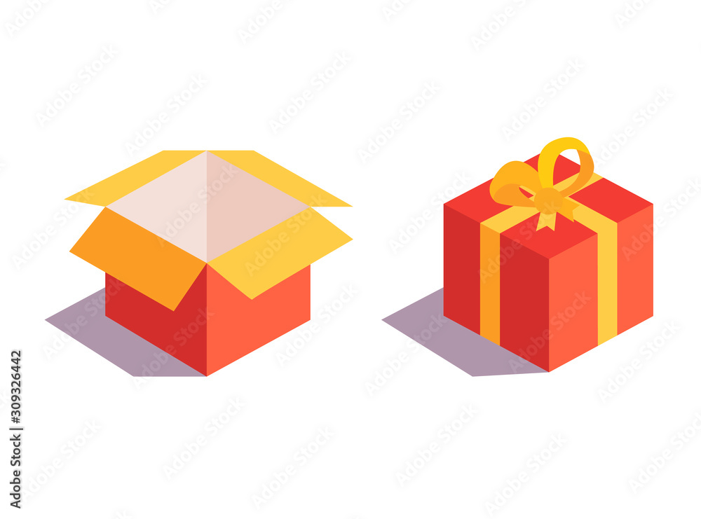 Open White Cardboard Carton Gift Box With Lid. Illustration Isolated on a transparent background. Vector EPS10