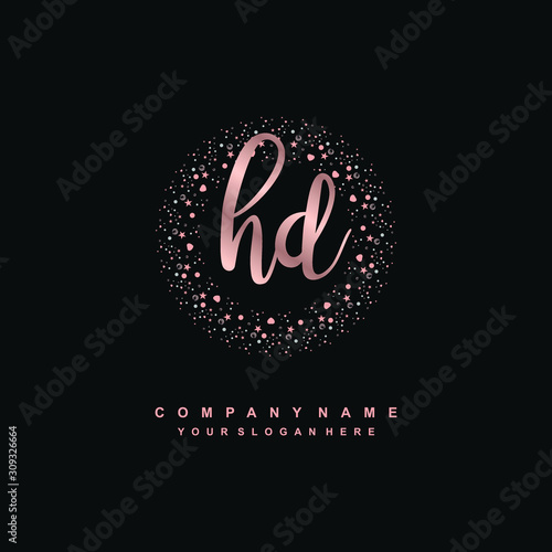 HD Beauty vector initial logo, handwriting logo of initial signature, wedding, fashion, jewerly, boutique, floral and botanical with creative template for any company or business