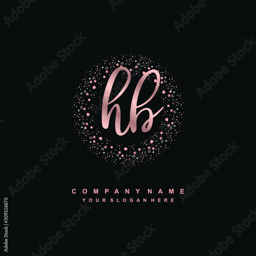 HB Beauty vector initial logo, handwriting logo of initial signature, wedding, fashion, jewerly, boutique, floral and botanical with creative template for any company or business