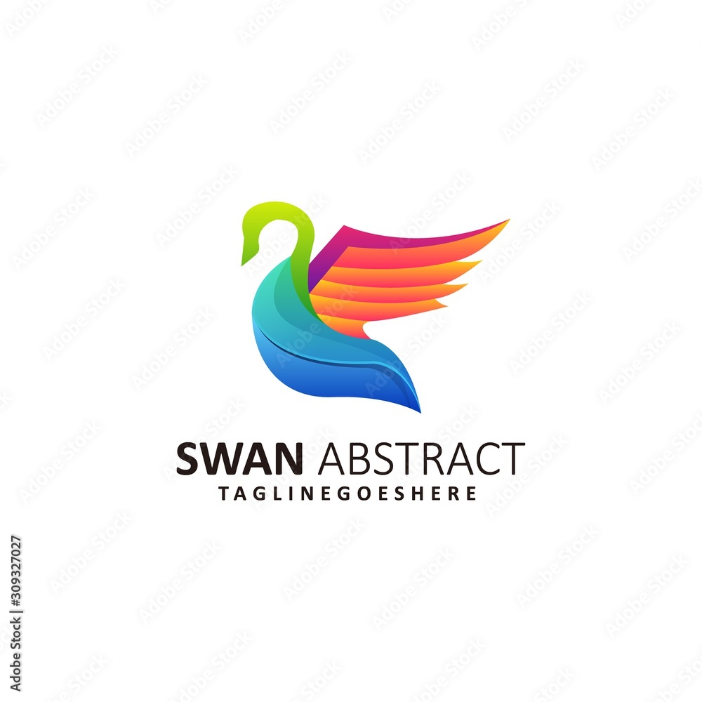 Abstract Swan Illustration Vector Template