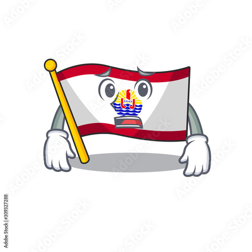 mascot of flag french polynesia Scroll showing afraid look face