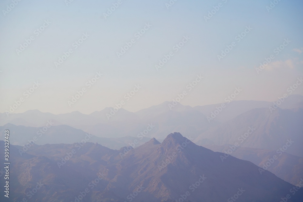 mountains in the fog in Fujairah