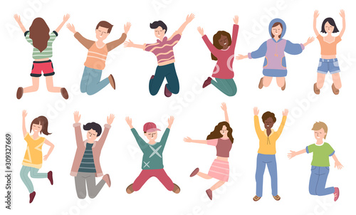 jumping people set.vector illustration