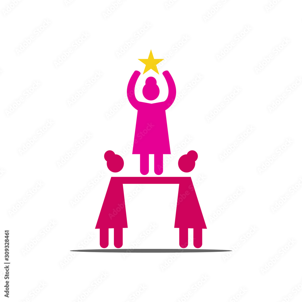 Woman power Teamwork logo vector illustration icon symbol isolated Woman power Teamwork logo vector illustration icon symbol isolated