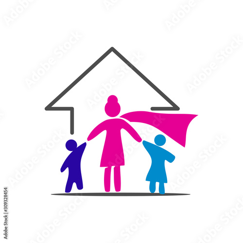 Woman power Family logo vector illustration icon symbol isolated