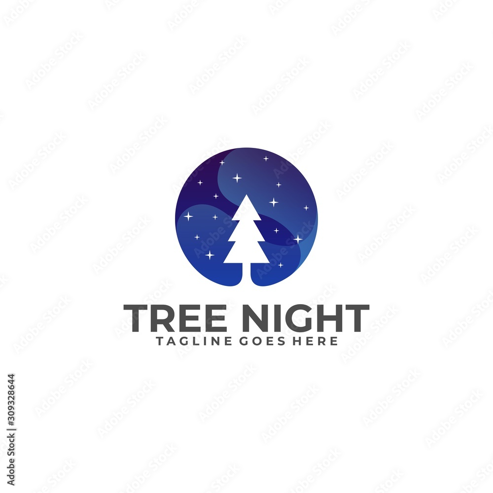 Tree Night Illustration Vector Template
