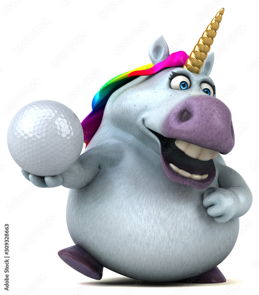 Naklejka premium Fun unicorn - 3D Illustration