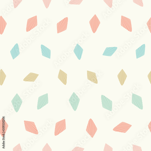 Vector diamond shape seamless repeat pattern in pastel colours.
