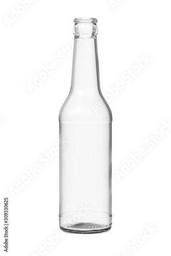 Empty Clear Glass Beer or Soda Bottle. 12 oz or 355ml of volume. Realistic 3D Illustration Isolated on White Background. © Виктор Рак