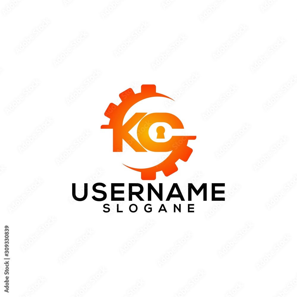 Lettering KC logo design vector Lettering KC logo design vector