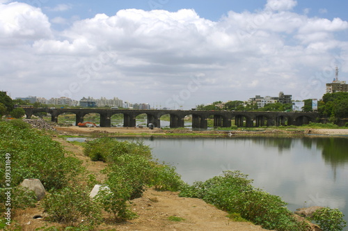 View of the old Bund Garden Bridge (formerly Fitzgerald Bridge), Yerwada, Pune, Maharashtra, INDIA. HORIZONTAL IMAGE