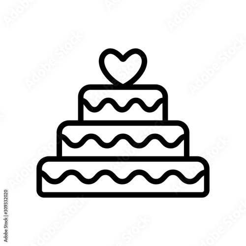 Cake for the wedding icon vector. A thin line sign. Isolated contour symbol illustration
