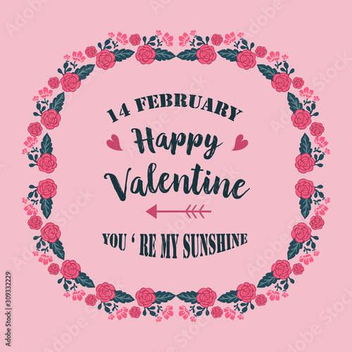 Rose flower frames with attractive writing styles for happy valentine card. Vector