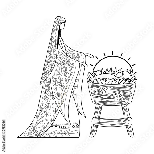 Virgin mary and baby jesus vector design