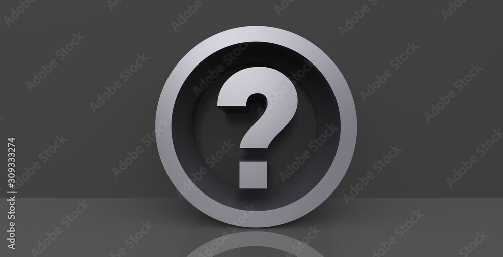 interrogation point question mark silver gray 3d sign