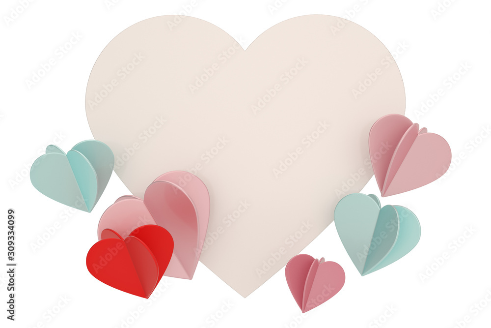 3D Hearts Isolated on white background. 3d illustration