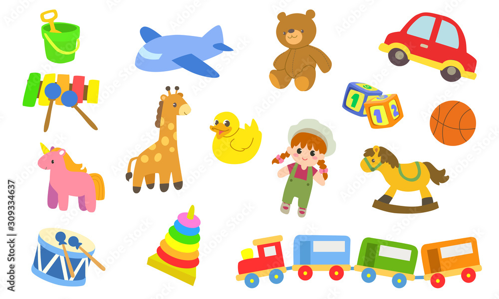 Fototapeta premium set toys kids vector