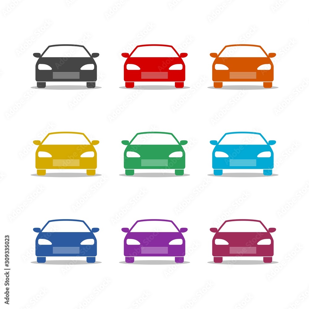 Car color icon set isolated on white background Car color icon set isolated on white background