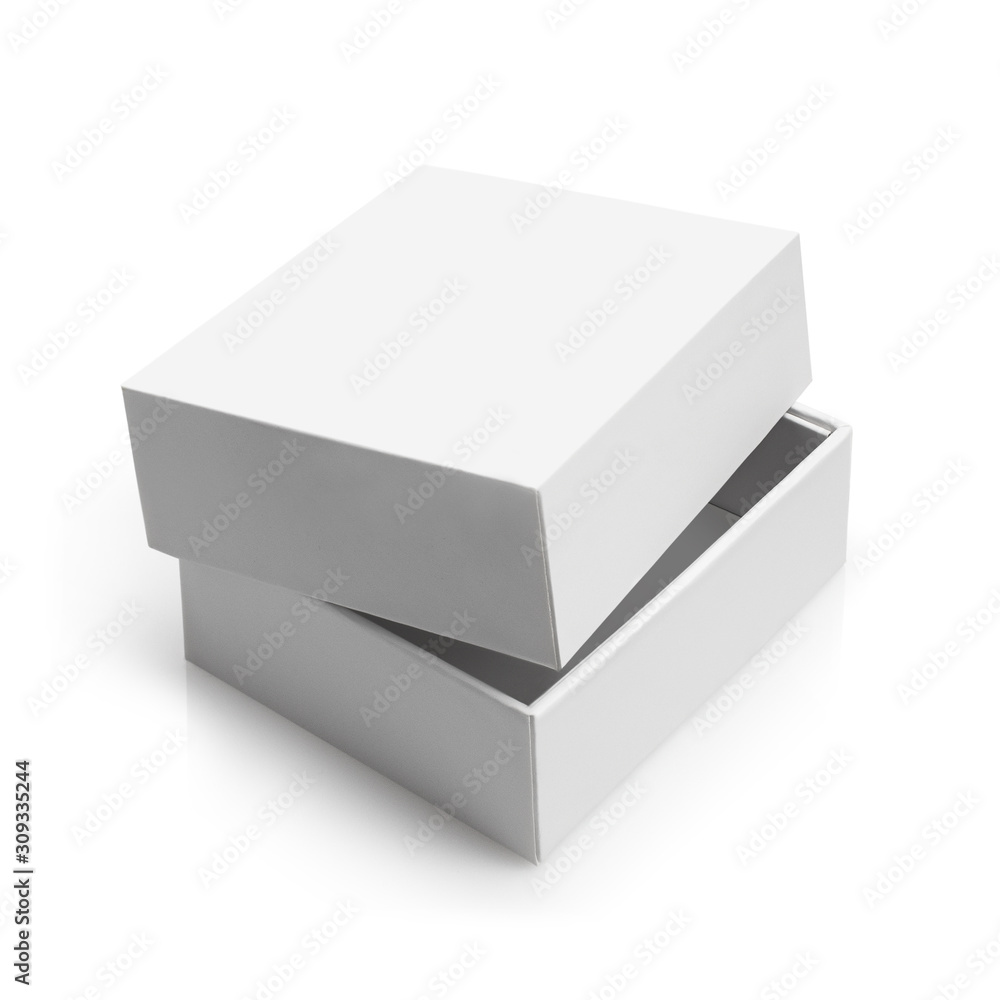 Fototapeta premium Covered square white box, isolated on white background