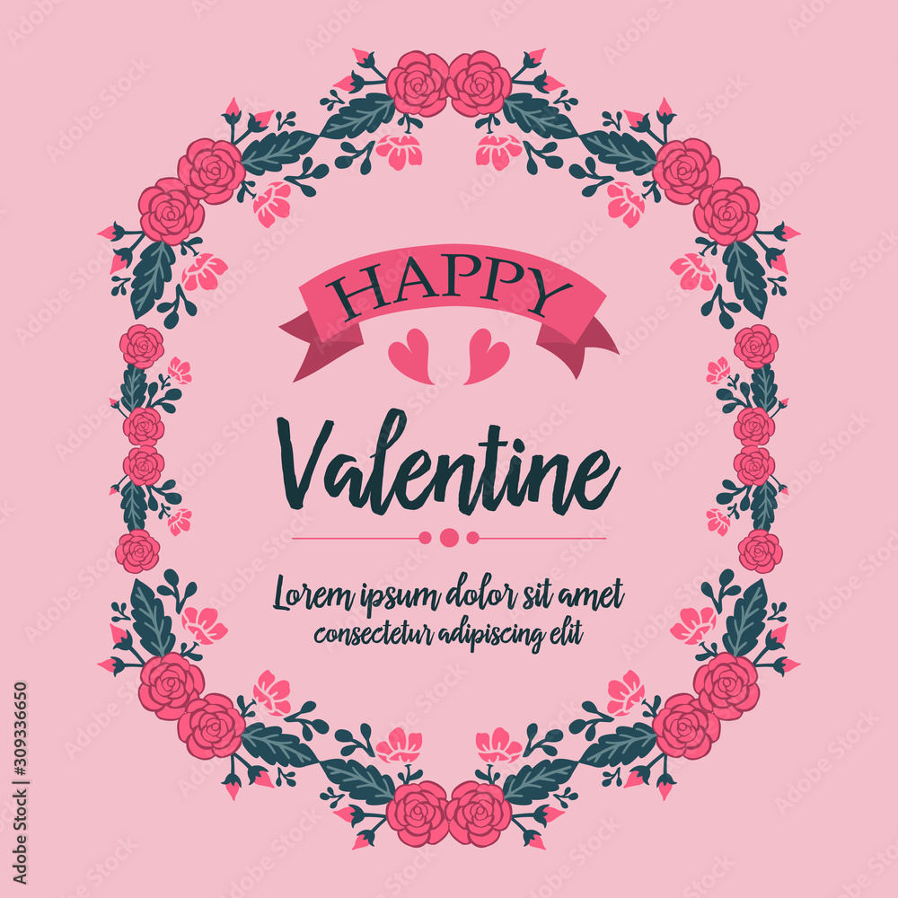 Obraz premium Beautiful pink rose flower frame for valentines day greeting card template. Vector