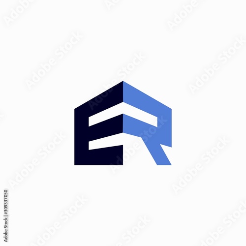 Building logo that formed letter E and the letter R
