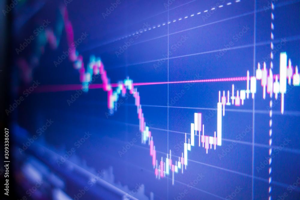 Blue stock exchange market graph on LED screen for business analysis. Finance and economic graphs. Blue stock exchange market graph on LED screen for business analysis. Finance and economic graphs.