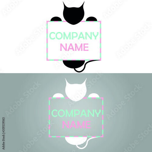 cat logo, cat logo with frame, logo kot,kot z ramką,kot w logo