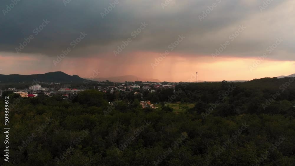 Stormy weather over Phuket town, Thailand Aerial panning Stormy weather over Phuket town, Thailand Aerial panning