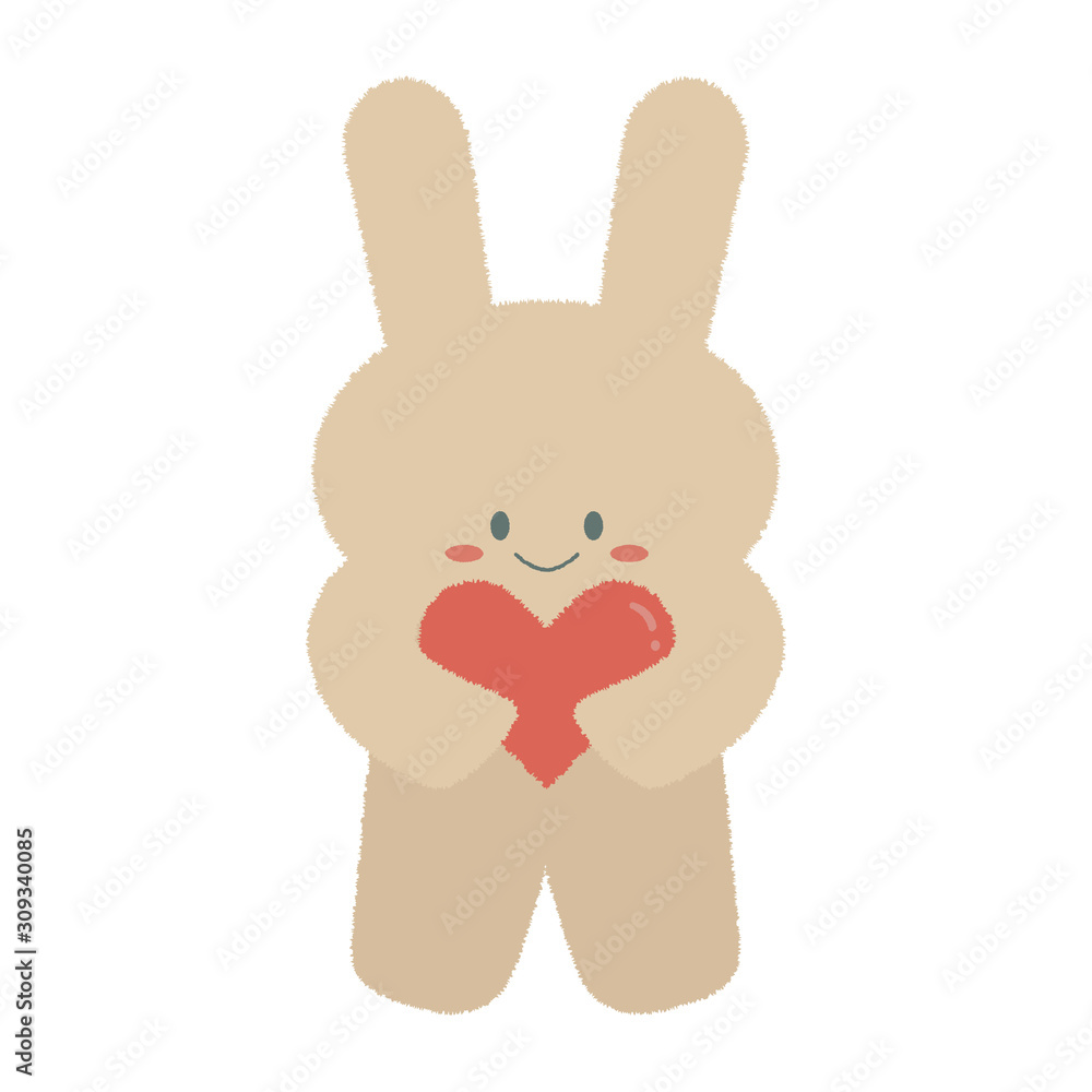 赤いハートを抱きしめるうさぎ Stock Vector Adobe Stock