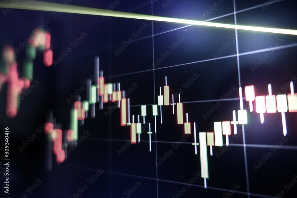 Stock market graph on laptop screen for business or economic concept. Stock market graph on laptop screen for business or economic concept.