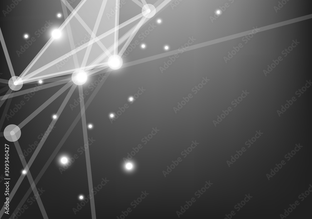 Fototapeta premium Abstract Internet connection and technology graphic design. background with triangular cells for design with polygons on a dark background.