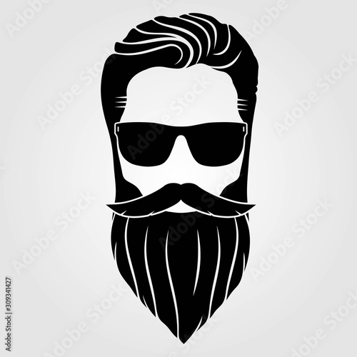 Men with beard and mustache in sunglasses. Vector illustration.