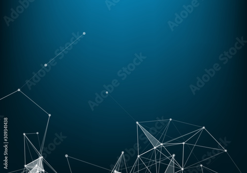 Abstract connection dots. Technology background. Network connection structure. Vector Plexus effect.