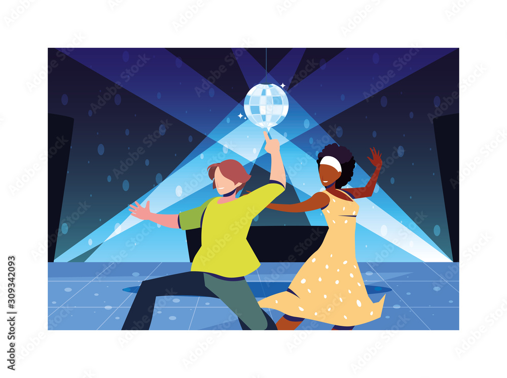 couple of people dancing in nightclub, party, dancing club, music and nightlife couple of people dancing in nightclub, party, dancing club, music and nightlife