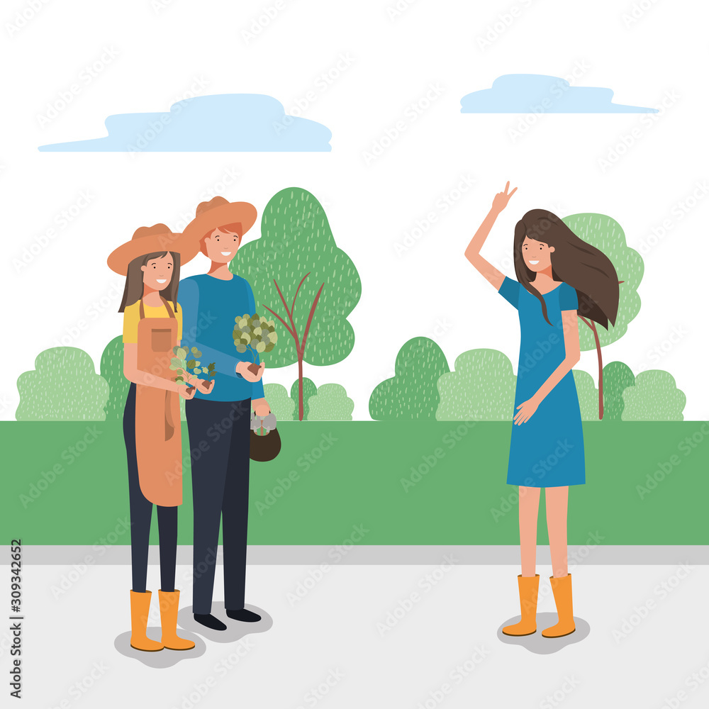 People and gardening concept vector design People and gardening concept vector design