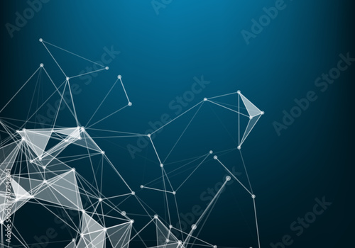 Abstract polygonal space low poly dark background with connecting dots and lines. Connection structure. Science. Futuristic polygonal background. © ImagineWorld