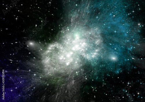 galaxy in a free space. 3D rendering