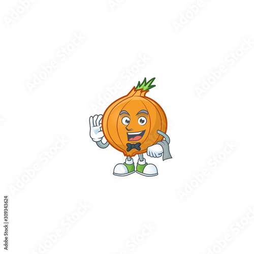 Shallot cartoon character as a Waiter look