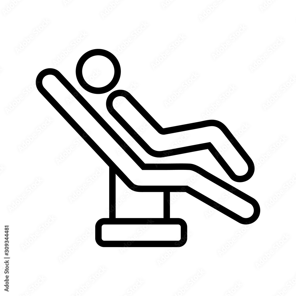 Patient and dentist chair icon vector. A thin line sign. Isolated contour symbol illustration Patient and dentist chair icon vector. A thin line sign. Isolated contour symbol illustration
