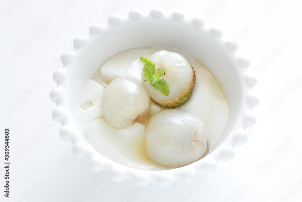 Lychee and yogurt for healthy breakfast Lychee and yogurt for healthy breakfast