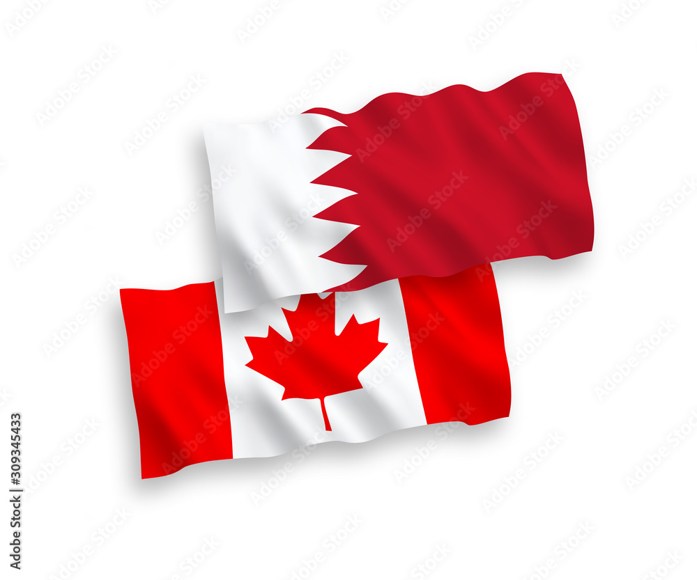 Flags of Canada and Bahrain on a white background Flags of Canada and Bahrain on a white background