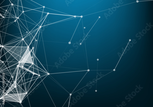 Abstract Internet connection and technology graphic design. polygonal background, geometrical backdrop with dots, lines, triangles for global web, connection, science, futuristic concept.